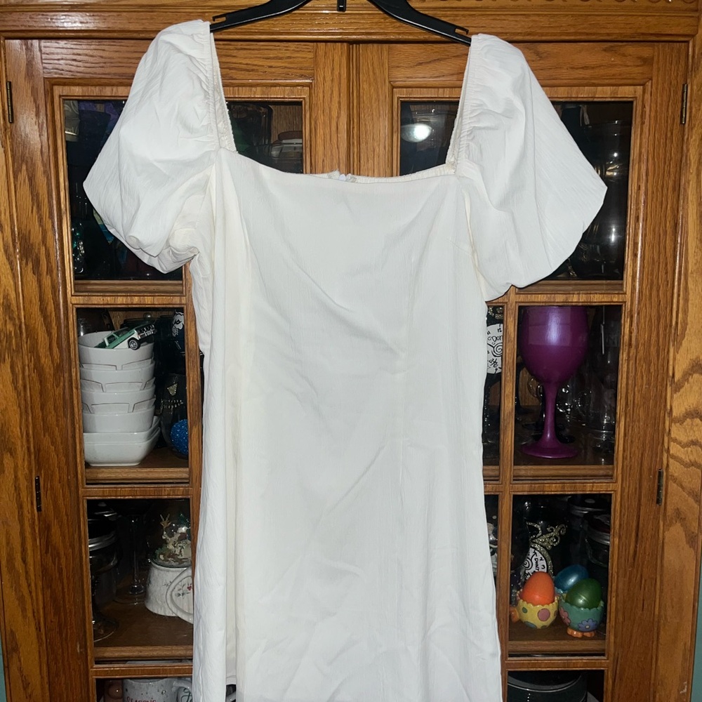 Cider White Puff Sleeve Mini Dress